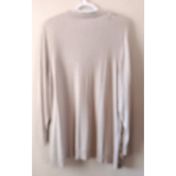 Snowflakes Winter Cardigan Sweater Gold Leaves Tan Holiday XXL - Picture 11 of 14